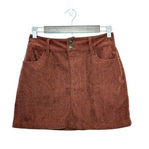 Wallflower Rust Brown Burnt Orange Corduroy Mini Skirt Y2K Style Fall Size M